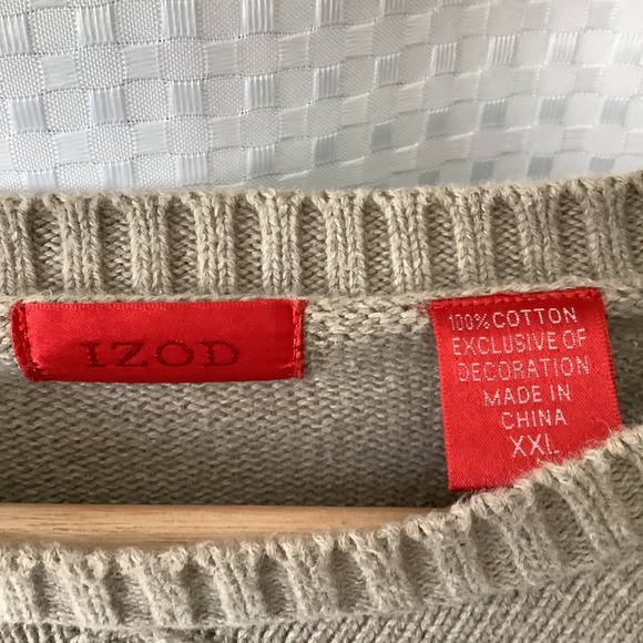 Izod Mens Argyle Patterned Crewneck Sweater Beige XXL - Picture 3 of 10